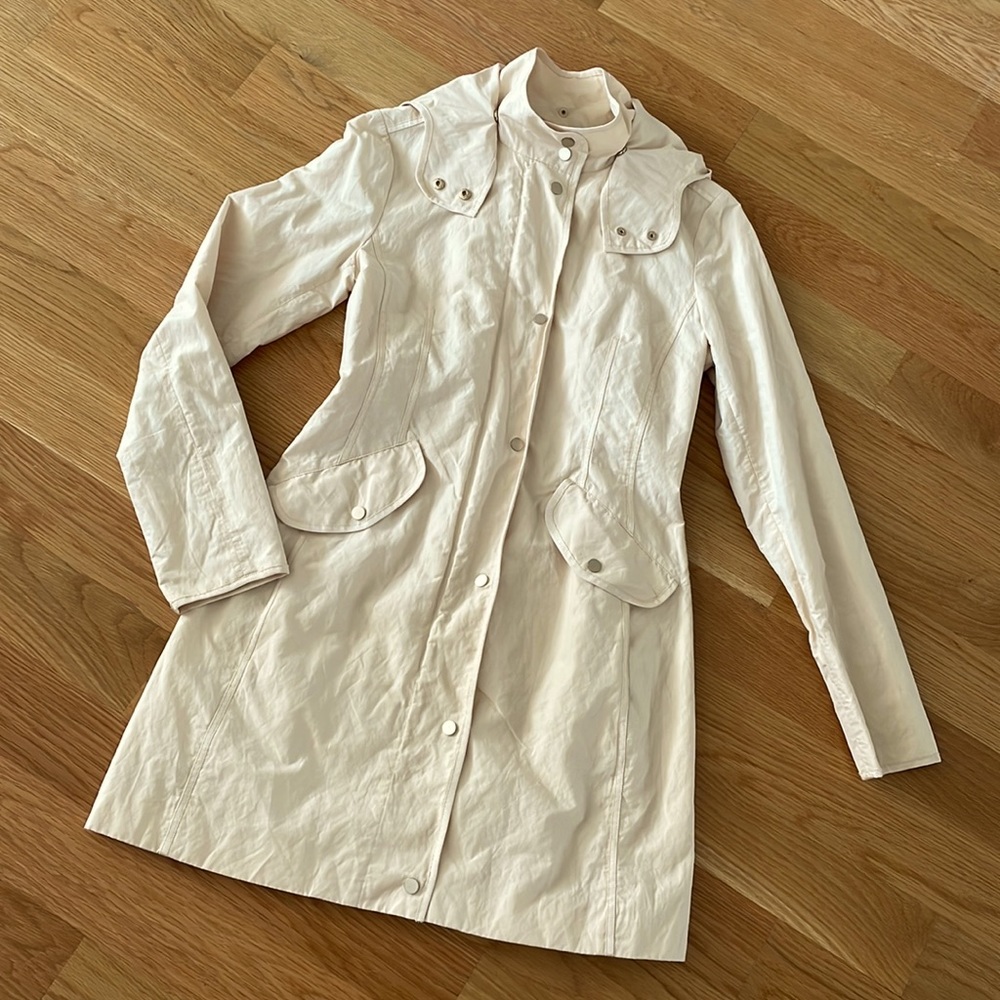 ETCETERA Cream Colored Rain Coat with Hood BNWOT Size 2
